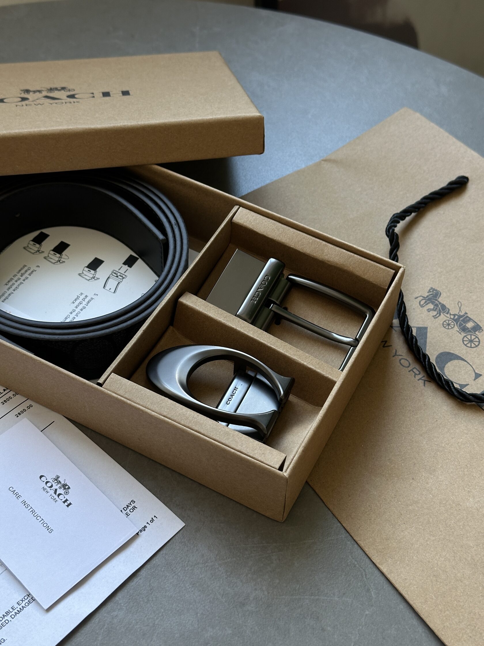 Coach Belt Kit Grey Canvas/Black Fittings - 9