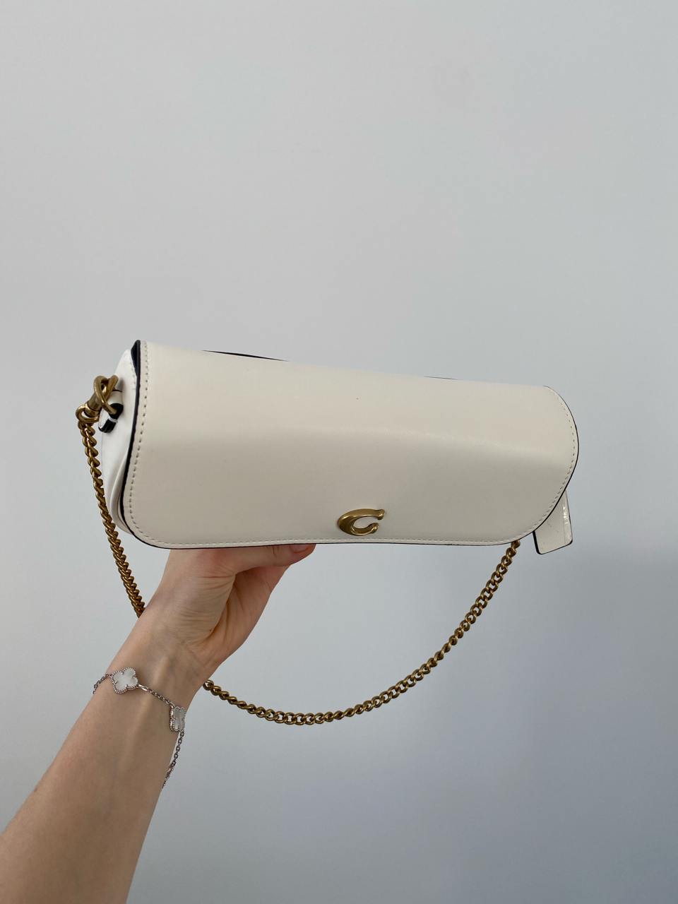 Coach Brook Flap Chain White\Gold - 10