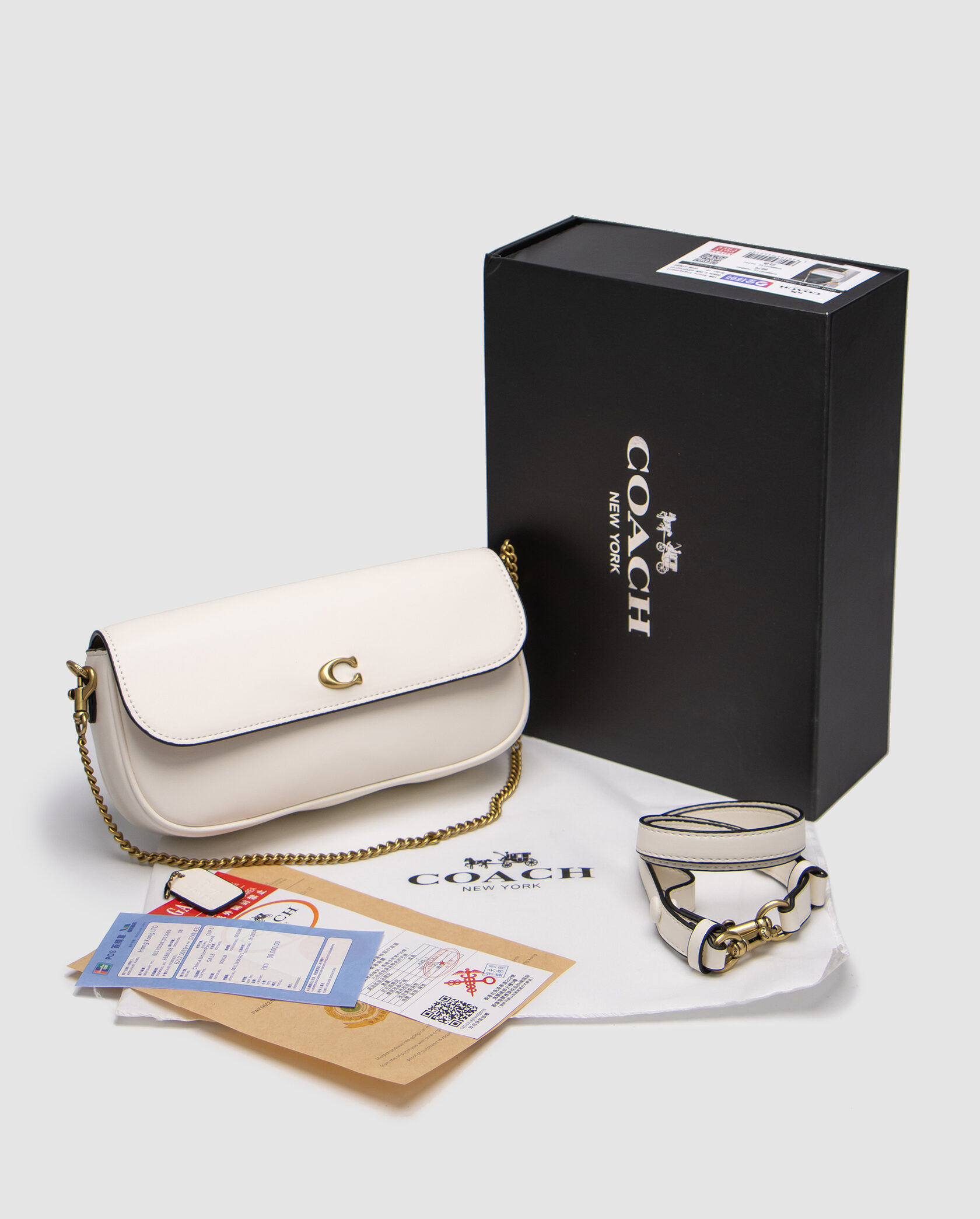 Coach Brook Flap Chain White\Gold - 2