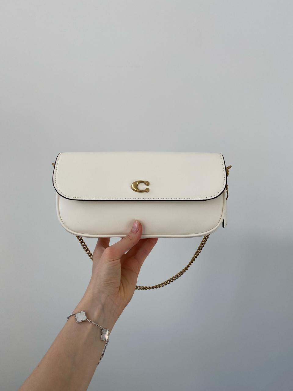 Coach Brook Flap Chain White\Gold - 4