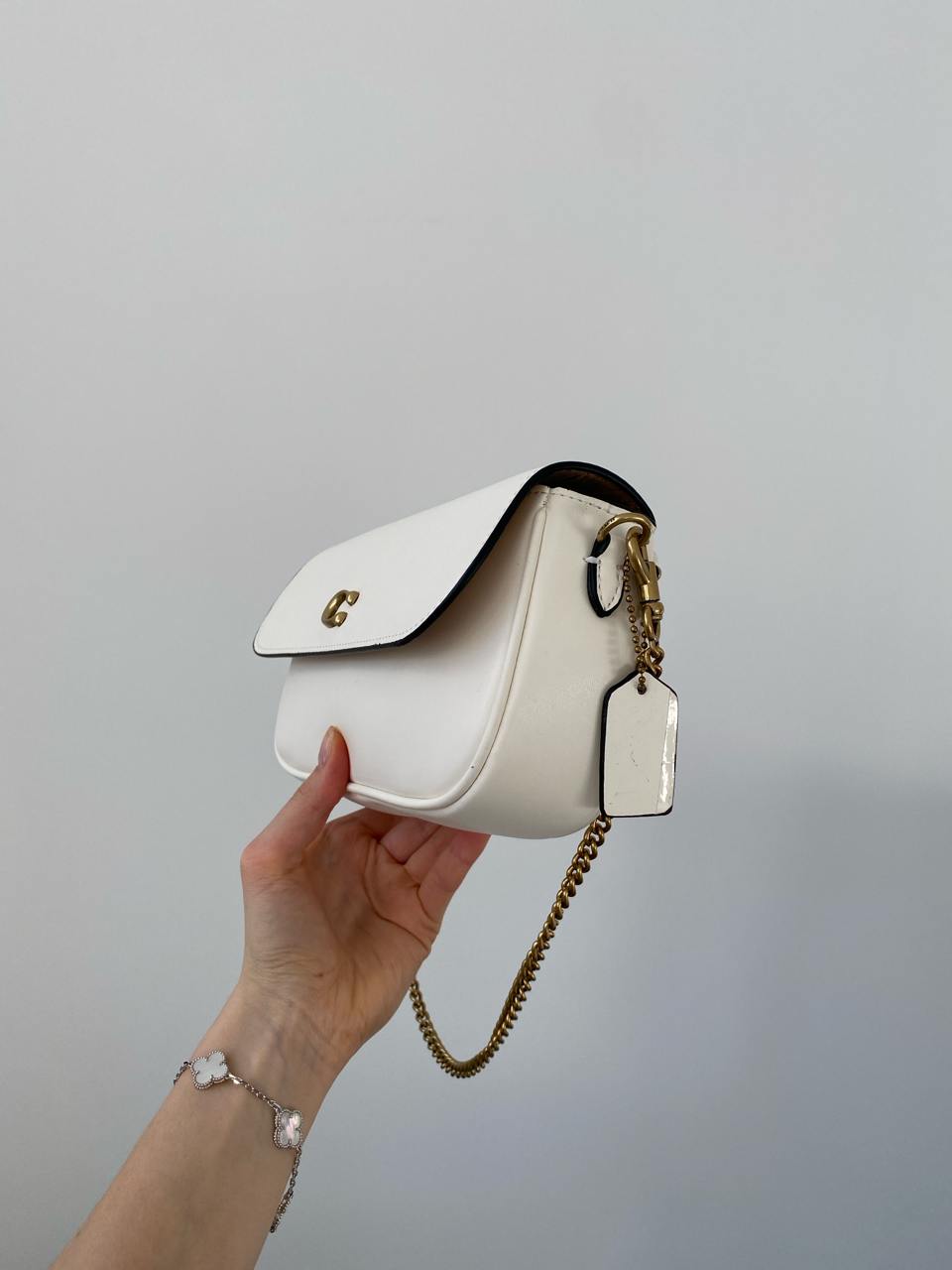 Coach Brook Flap Chain White\Gold - 7