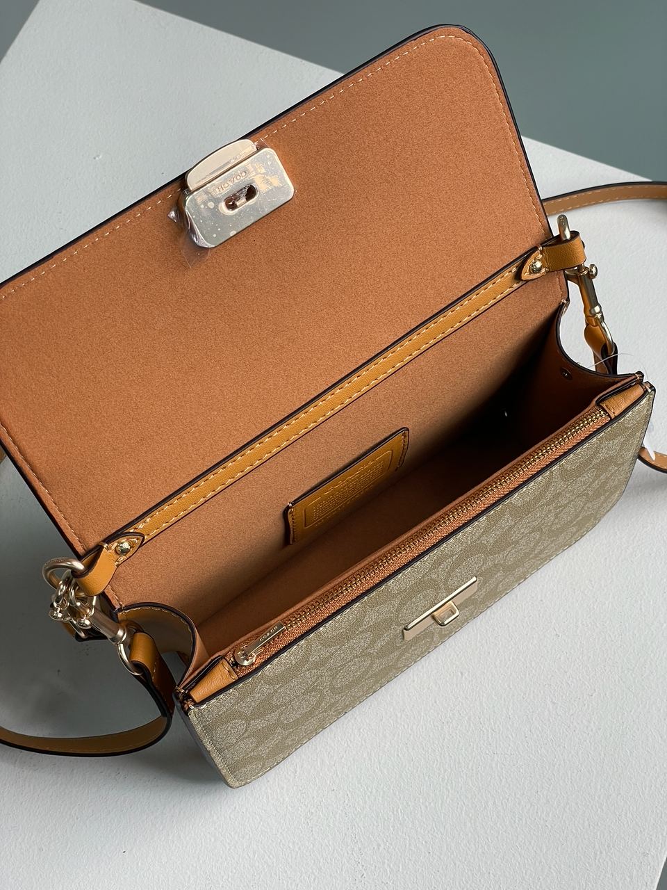 Coach Brynn Flap Crossbody In Signature Canvas Beige - 13