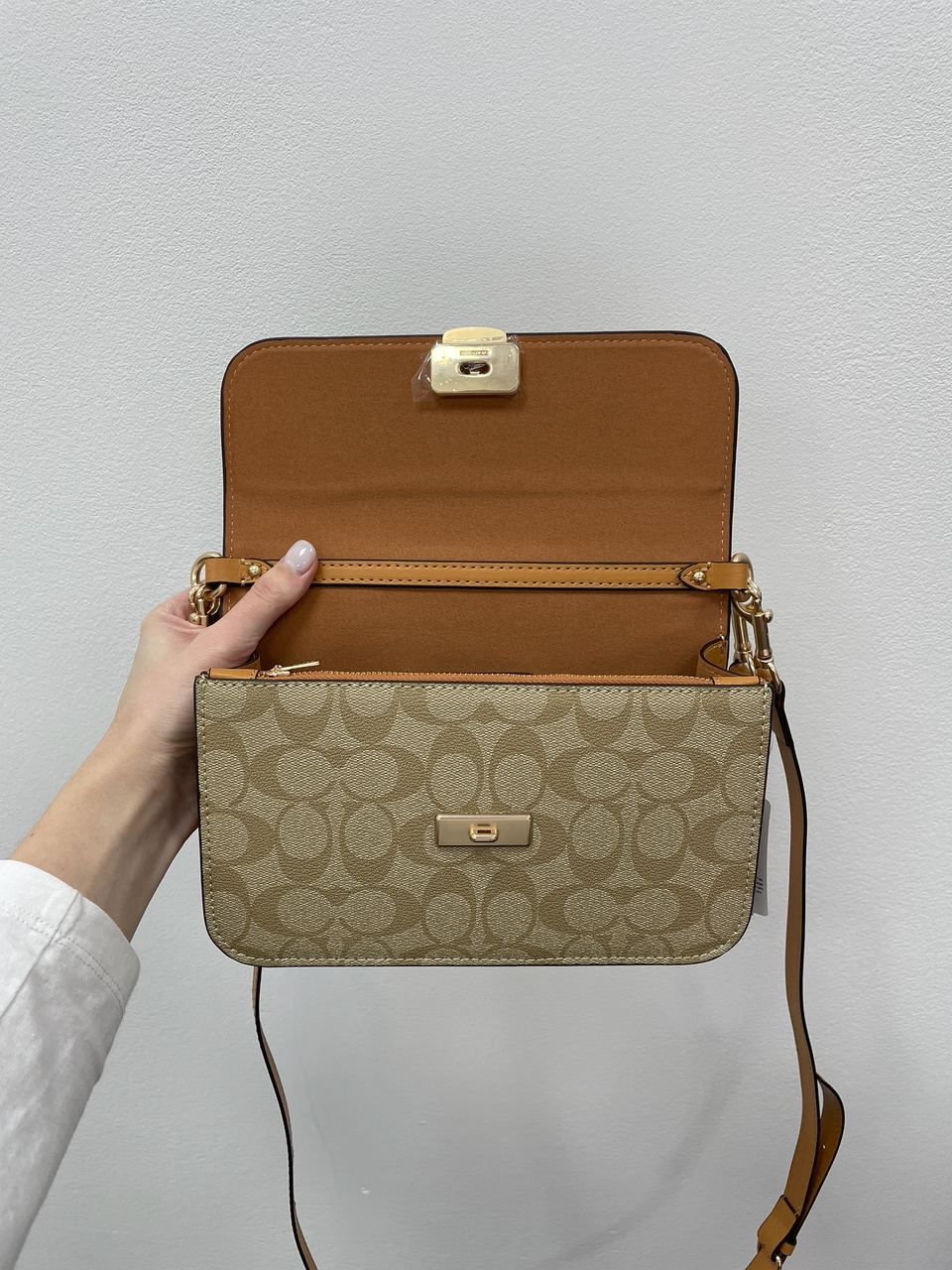 Coach Brynn Flap Crossbody In Signature Canvas Beige - 15