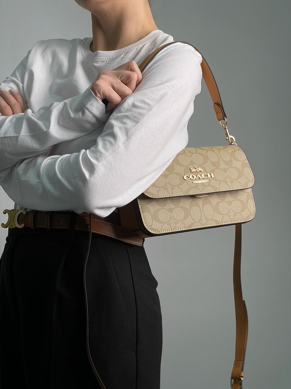 Coach Brynn Flap Crossbody In Signature Canvas Beige - 4