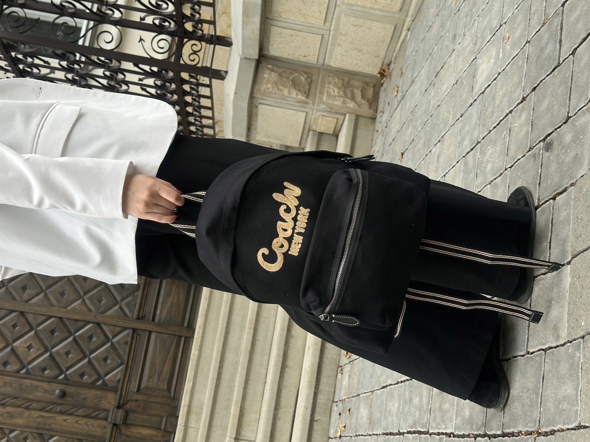 Coach Cargo Backpack in Signature Denim Black/Brown - 10