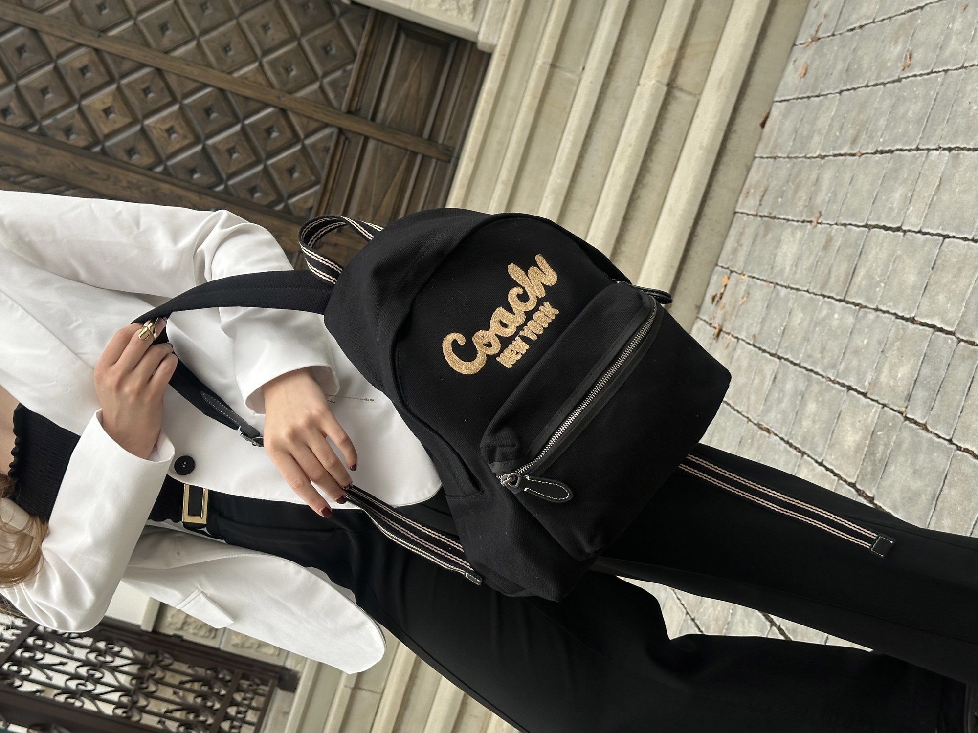 Coach Cargo Backpack in Signature Denim Black/Brown - 9