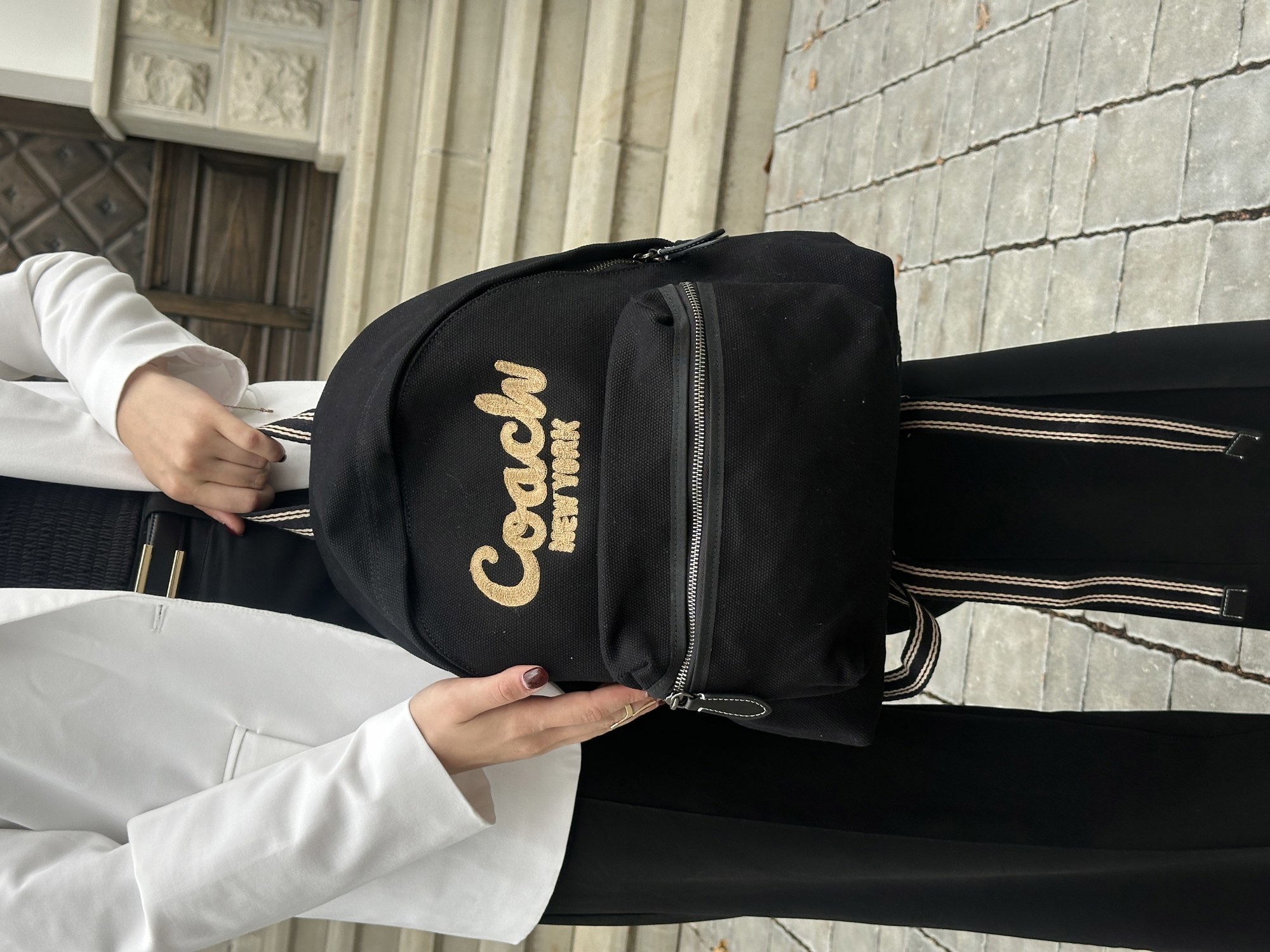 Coach Cargo Backpack in Signature Denim Black/Brown - 7