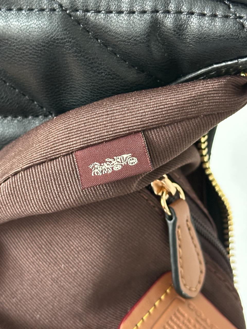 Coach Carmen Mini Crossbody Bag With Quilting Black/Gold - 13