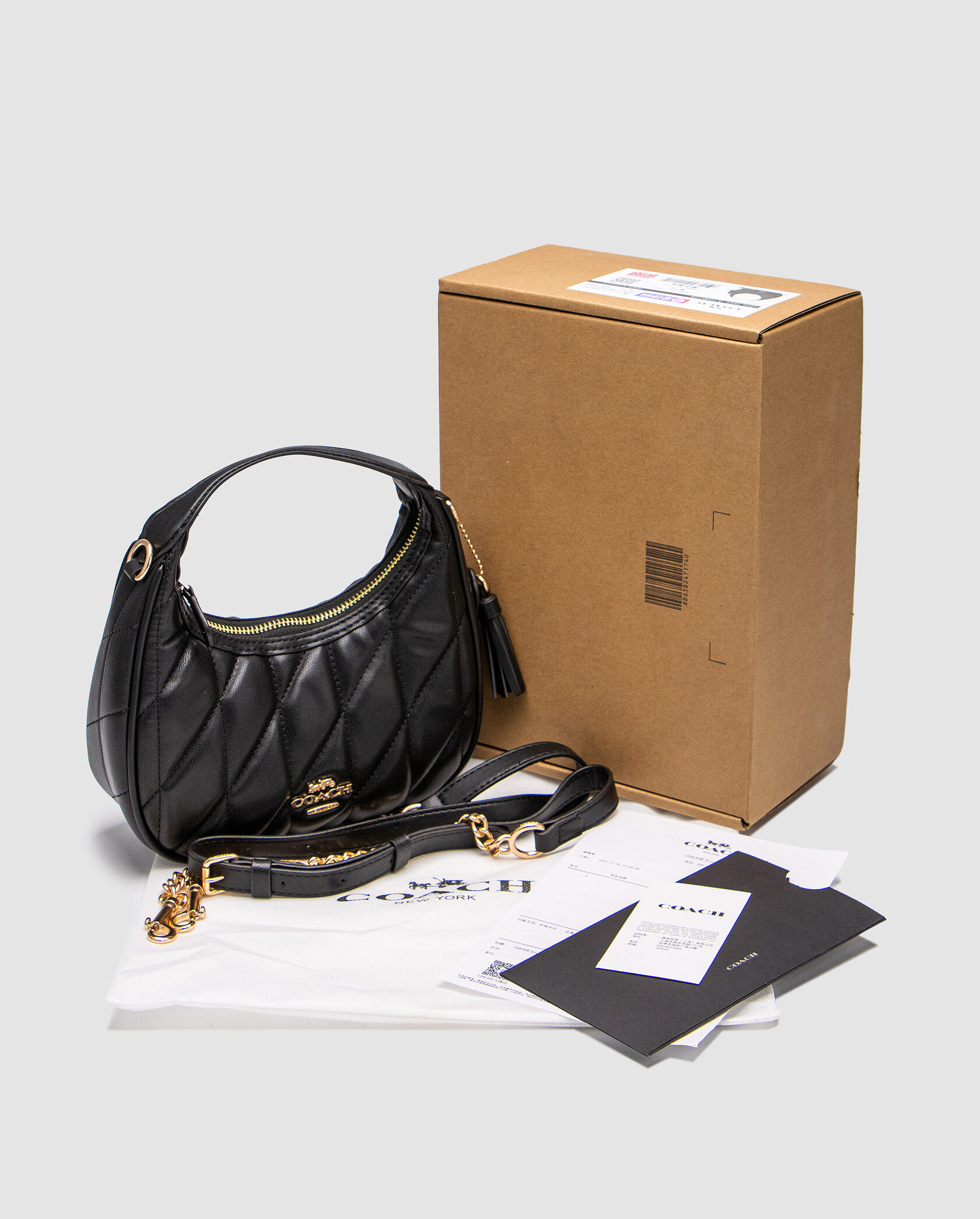 Coach Carmen Mini Crossbody Bag With Quilting Black/Gold - 2