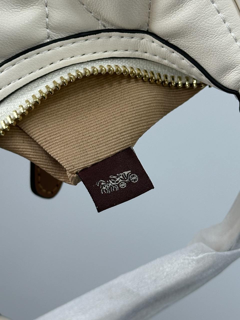 Coach Carmen Mini Crossbody Bag With Quilting White/Gold - 15