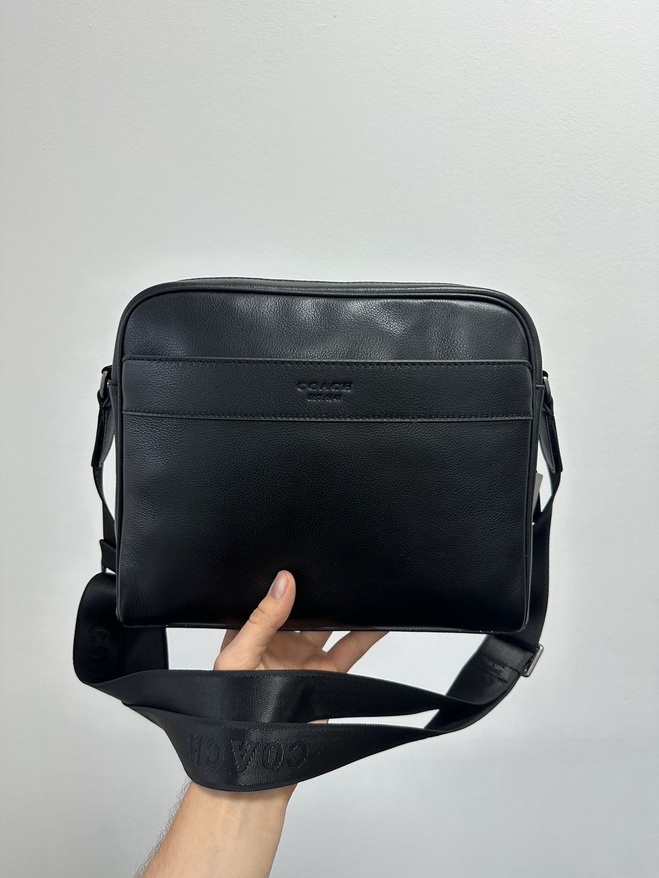 Coach Charles Camera Crossbody Messenger Bag Smooth Skin Black - 3