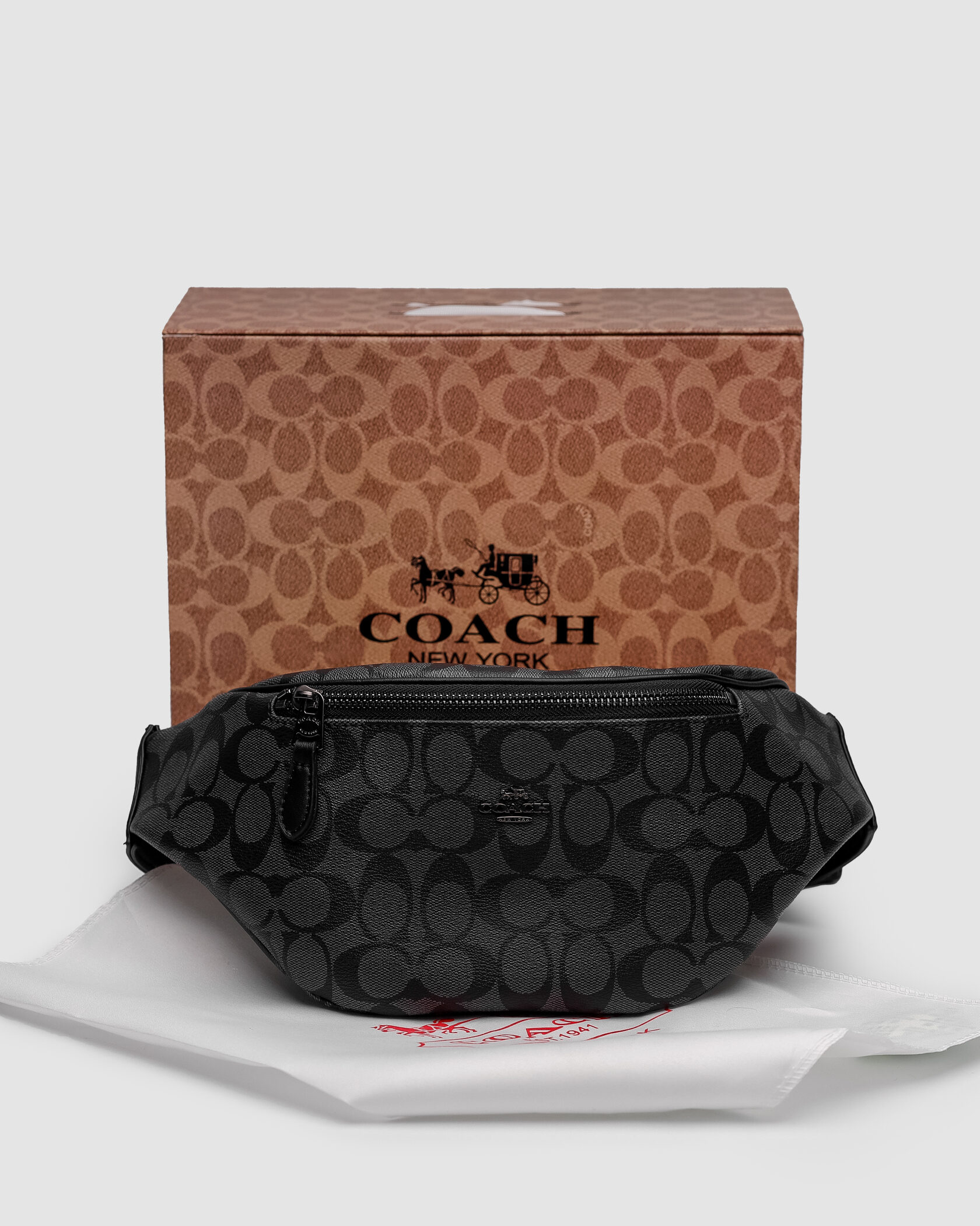 Coach Charter Belt Bag Signature Belt Bag Charcoal Blue - 2