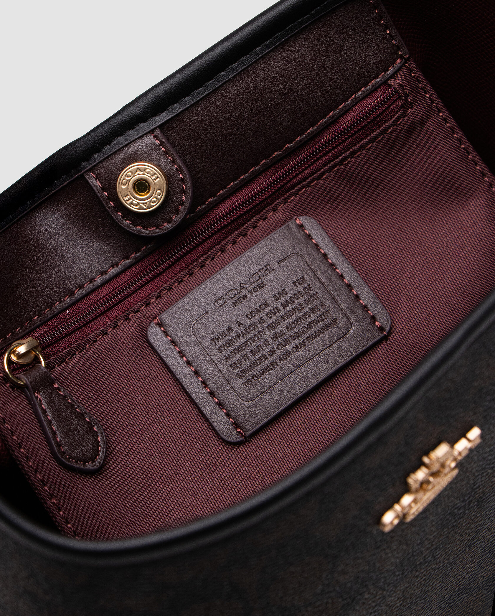 Coach City Bucket Bag In Signature Canvas Brown Black - 13