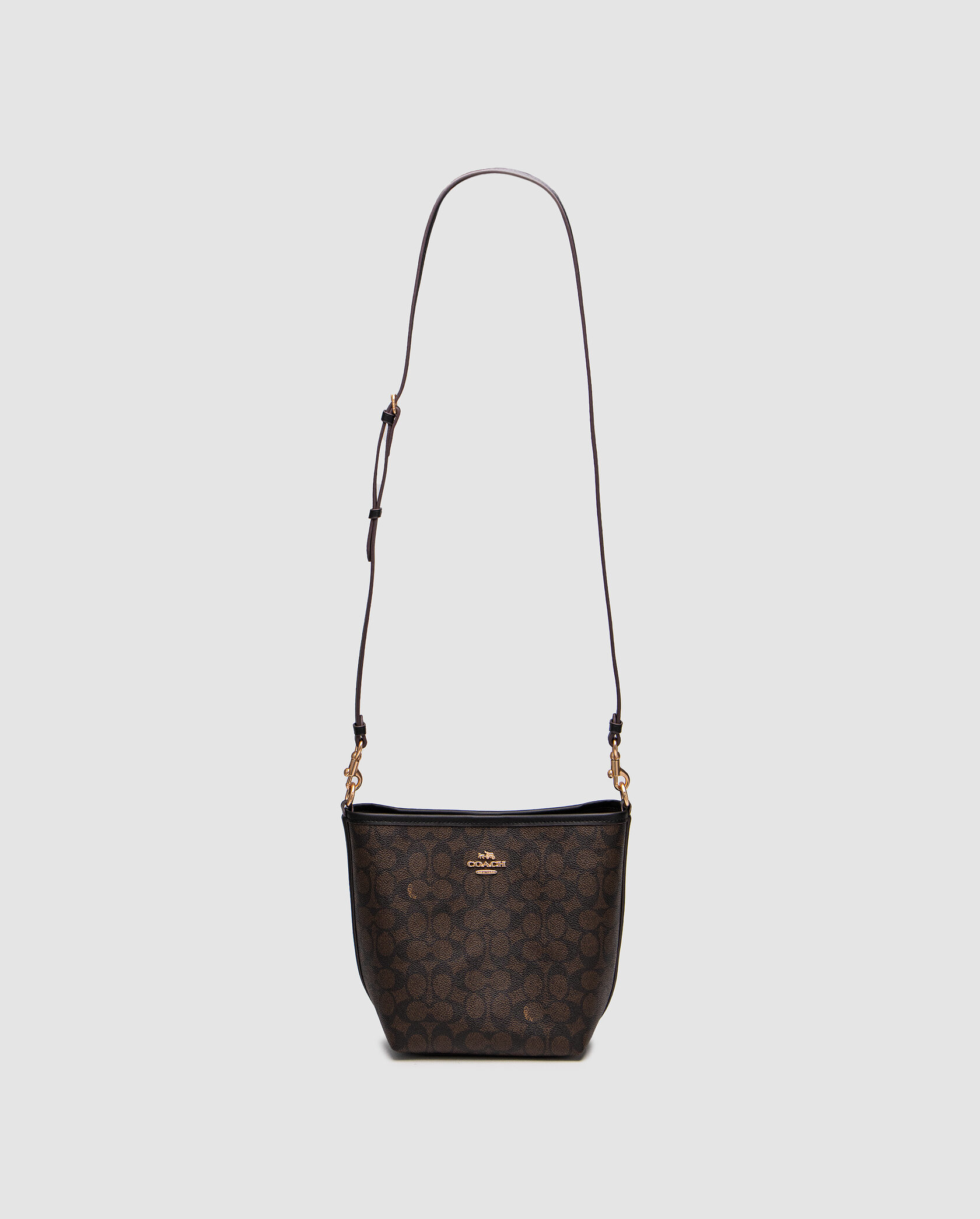 Coach City Bucket Bag In Signature Canvas Brown Black - 3
