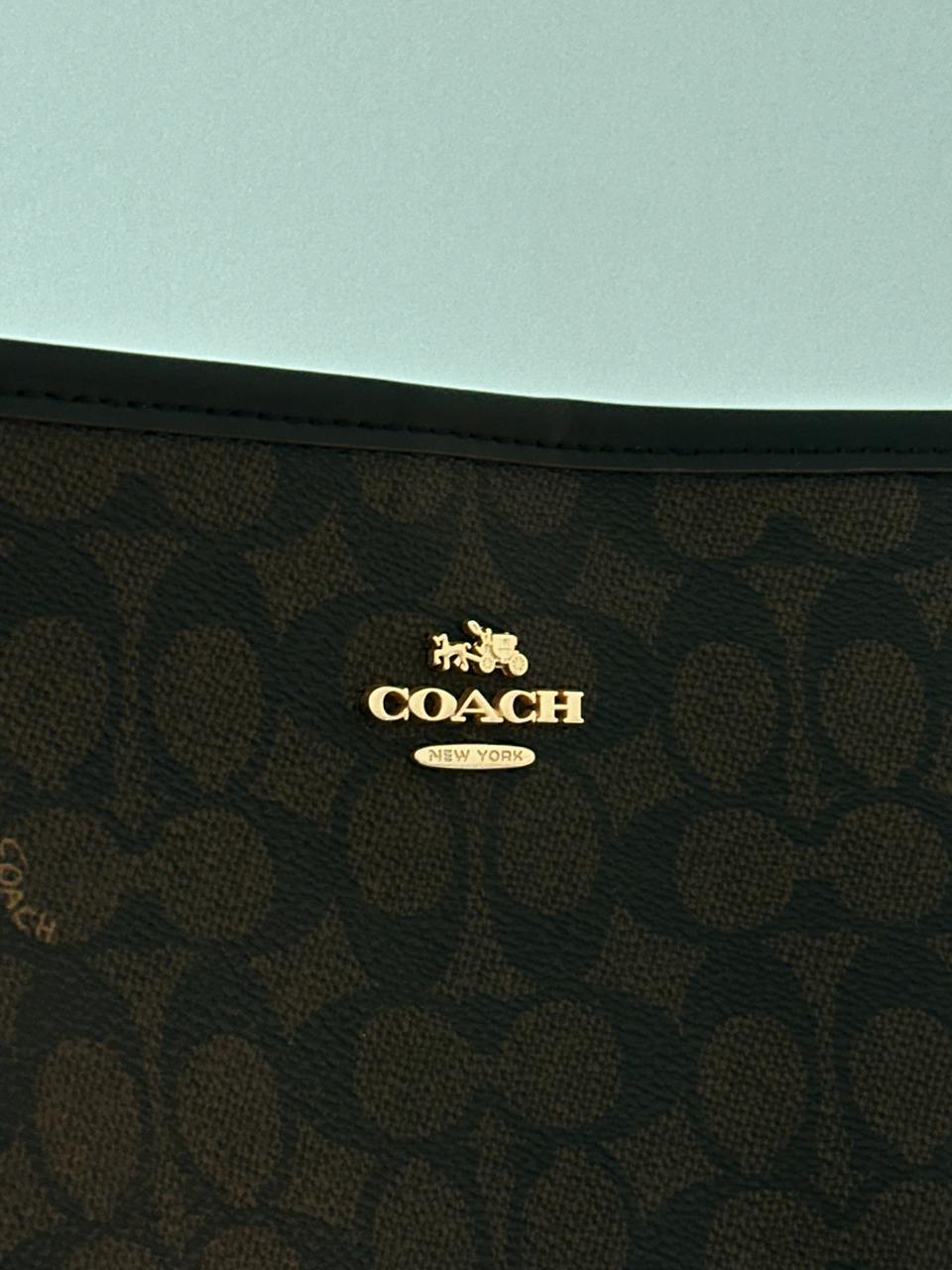 Coach City Bucket Bag In Signature Canvas Brown Black - 6