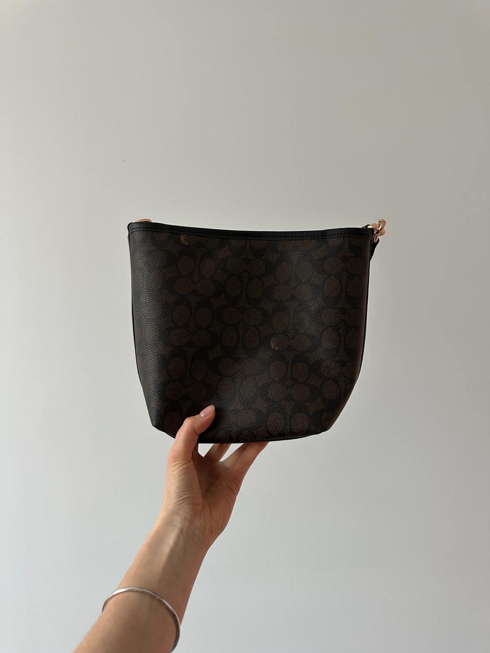 Coach City Bucket Bag In Signature Canvas Brown Black - 8