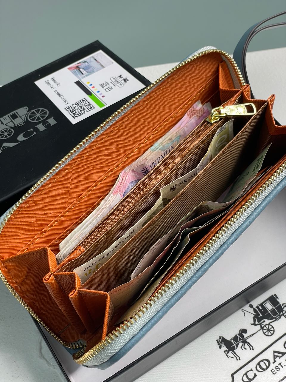 Coach Dempsey Large Wallet In Signature Jacquard Blue - 14