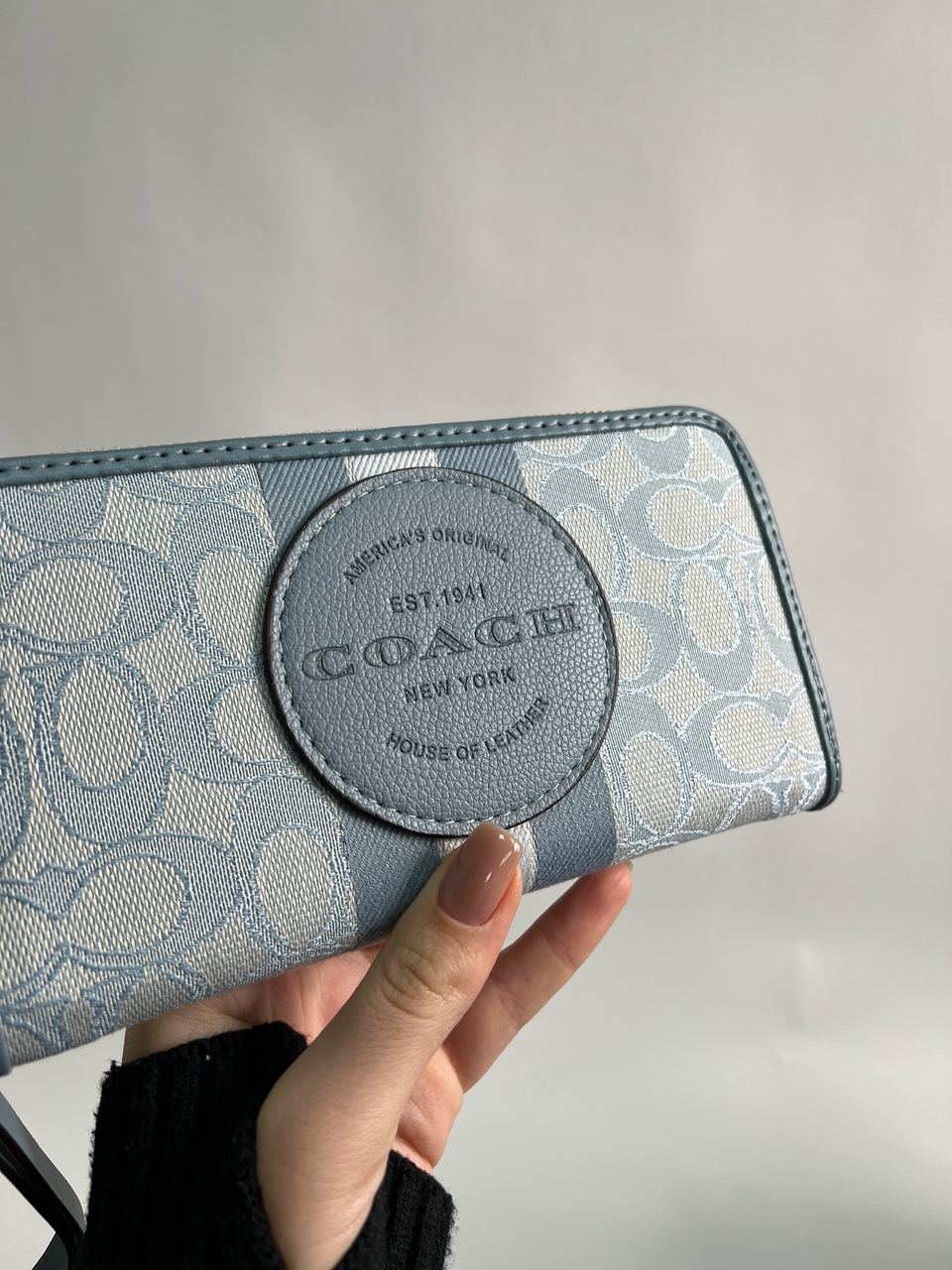 Coach Dempsey Large Wallet In Signature Jacquard Blue - 9
