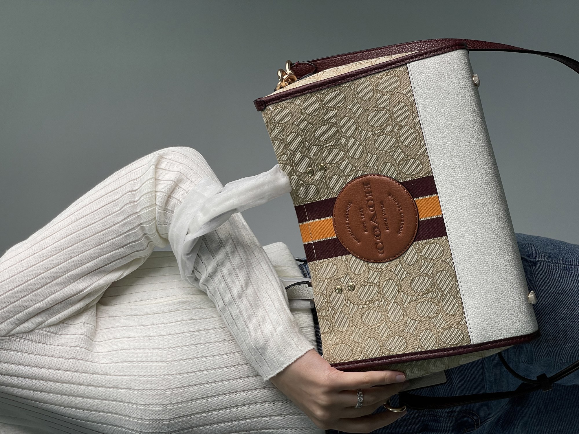 Coach Dempsey Tote 22 In Signature Jacquard With Stripe - 3
