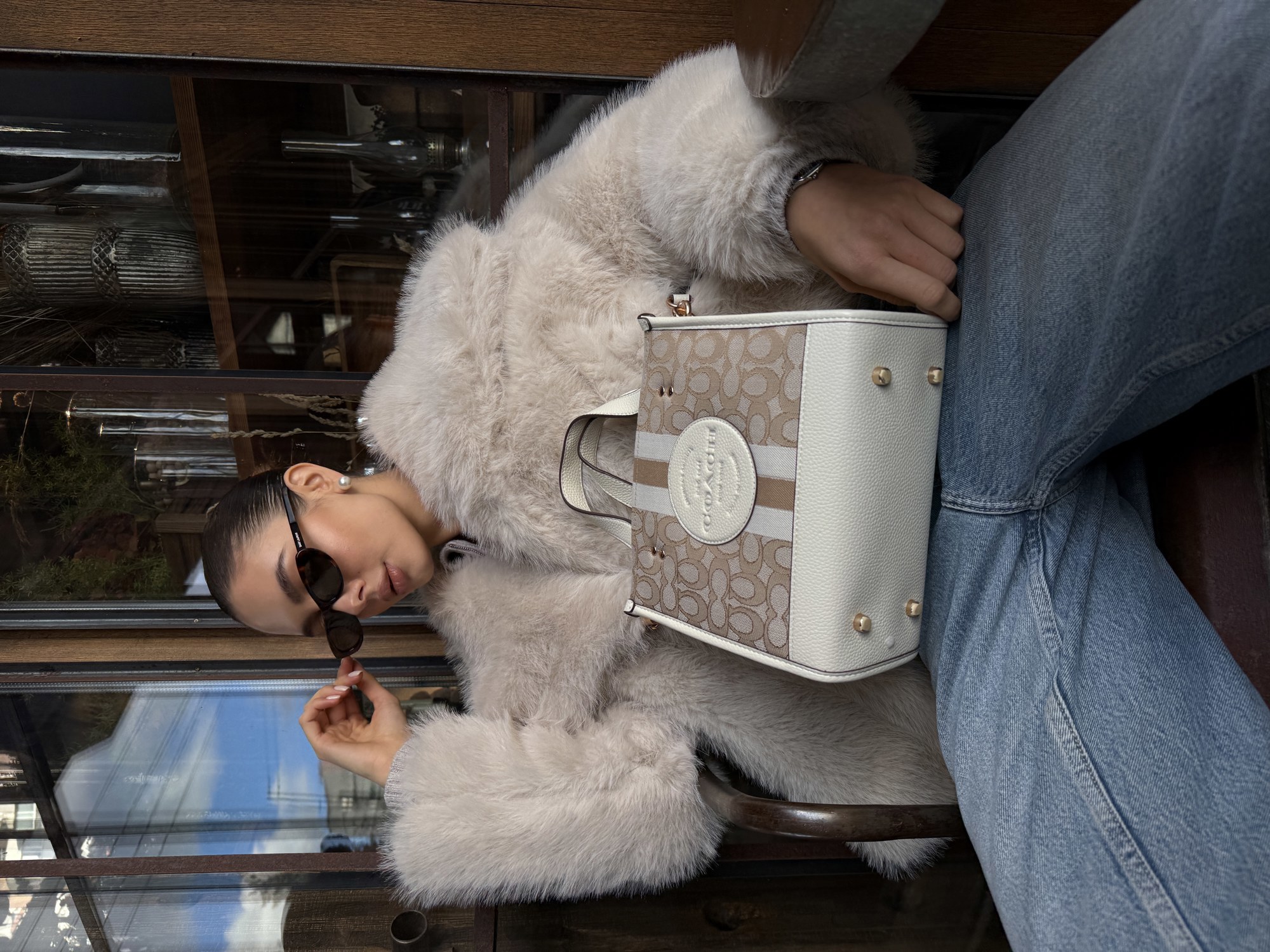 Coach Dempsey Tote in Signature Jacquard with Stripe [крафтова к - 14