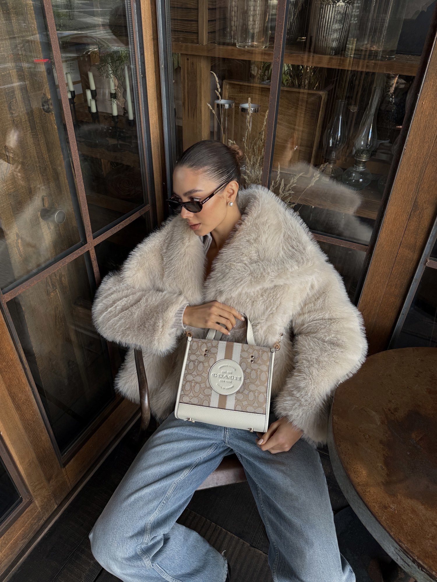Coach Dempsey Tote in Signature Jacquard with Stripe [крафтова к - 7