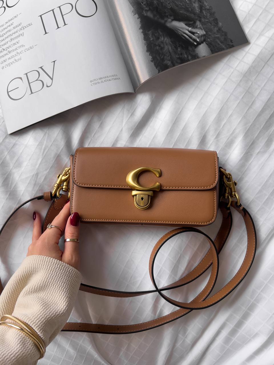 Coach Glovetanned Leather Studio Baguette Bag Light Caramel - 6