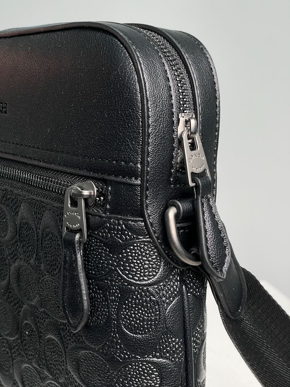 Coach Houston Relief Print Cow Leather Flight Bag Black - 11