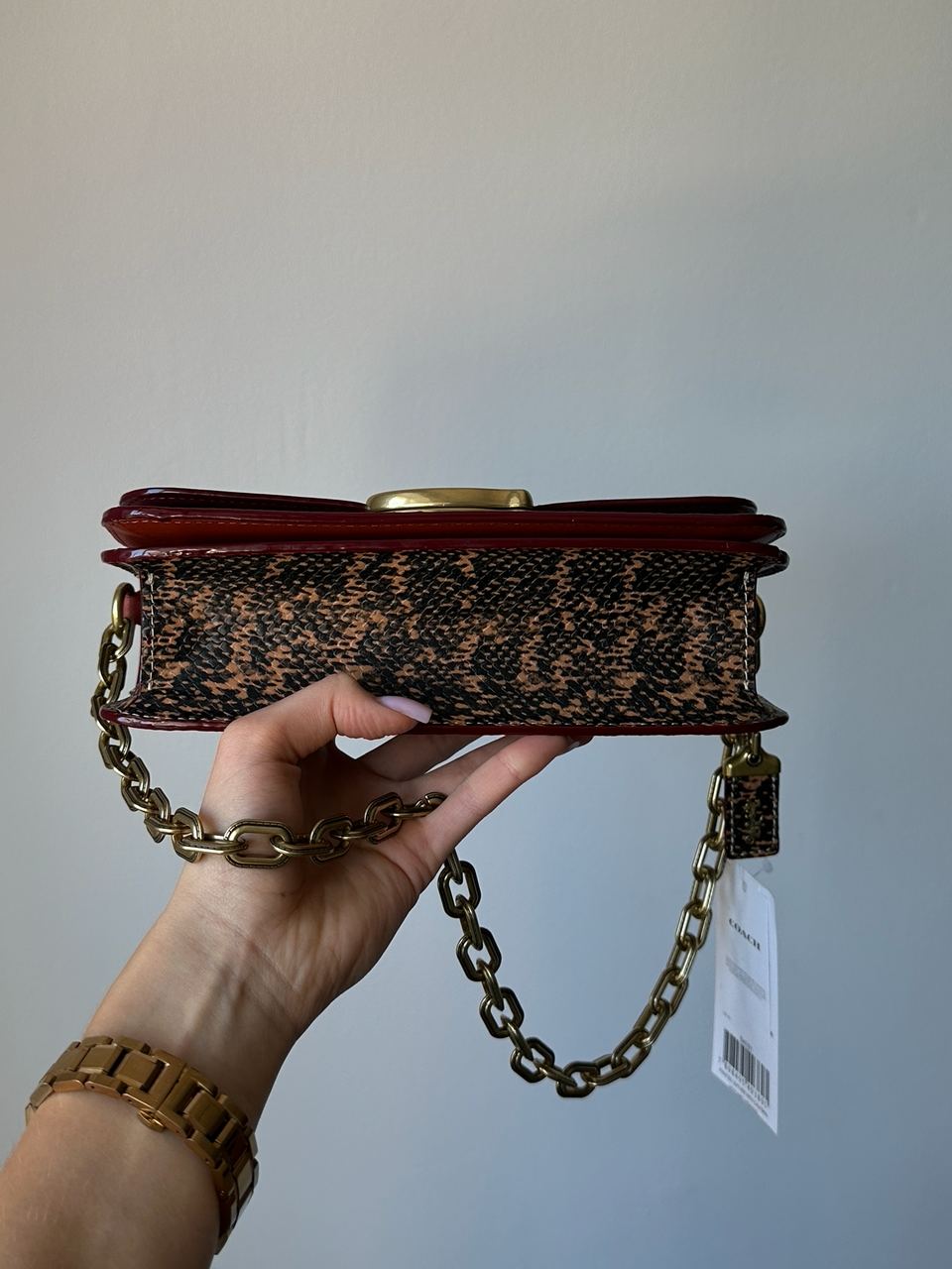 Coach Idol Bag 23 In Signature Canvas With Snakeskin Detail - 8