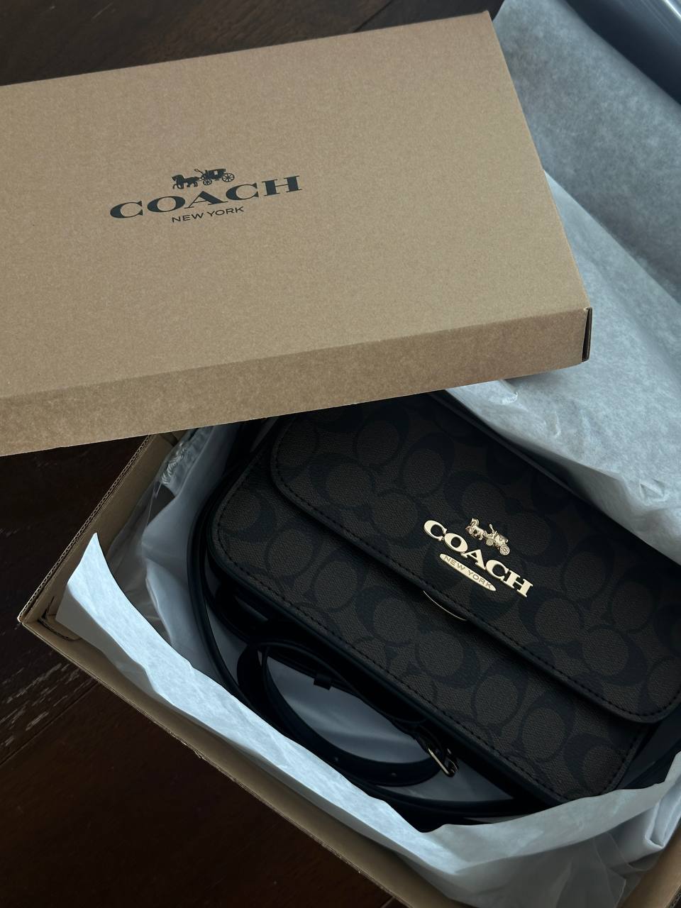 Coach Jes Crossbody in Signature Canvas in Brown/Black - 14