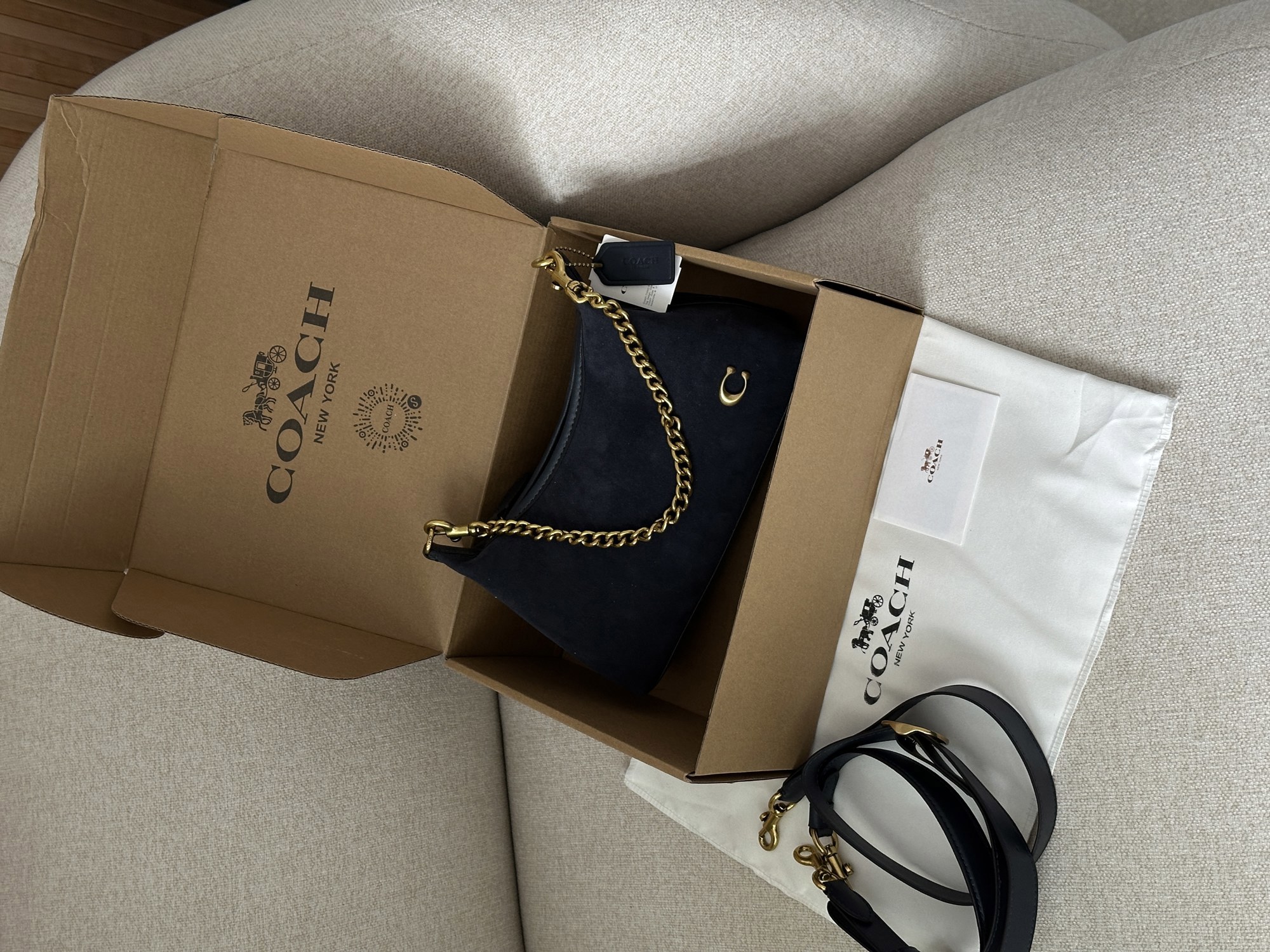 Coach Juliet Shoulder Bag Blue Suede - 7