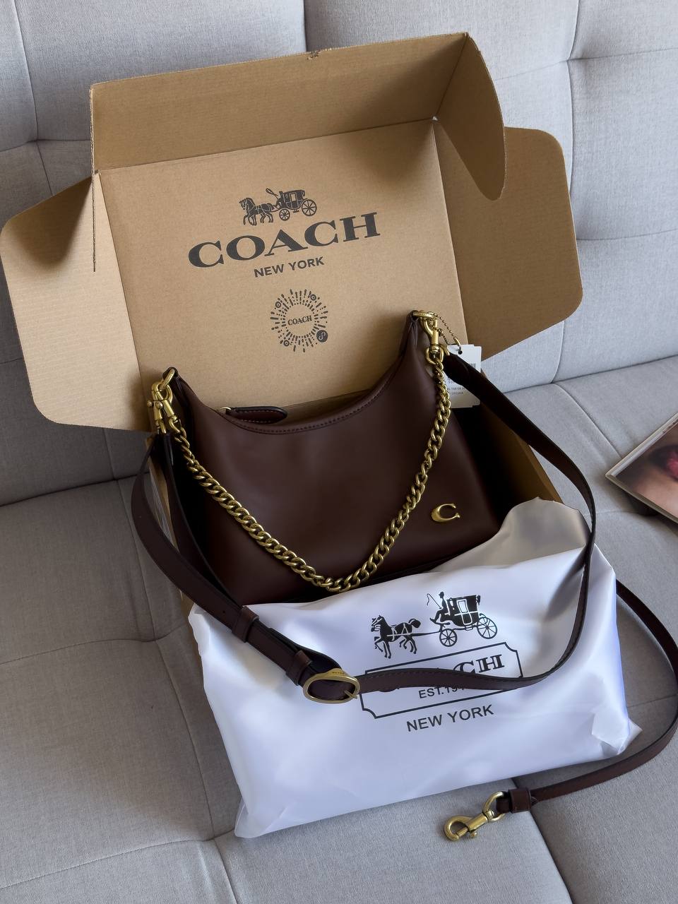 Coach Juliet Shoulder Bag Brown Smooth Leather - 5