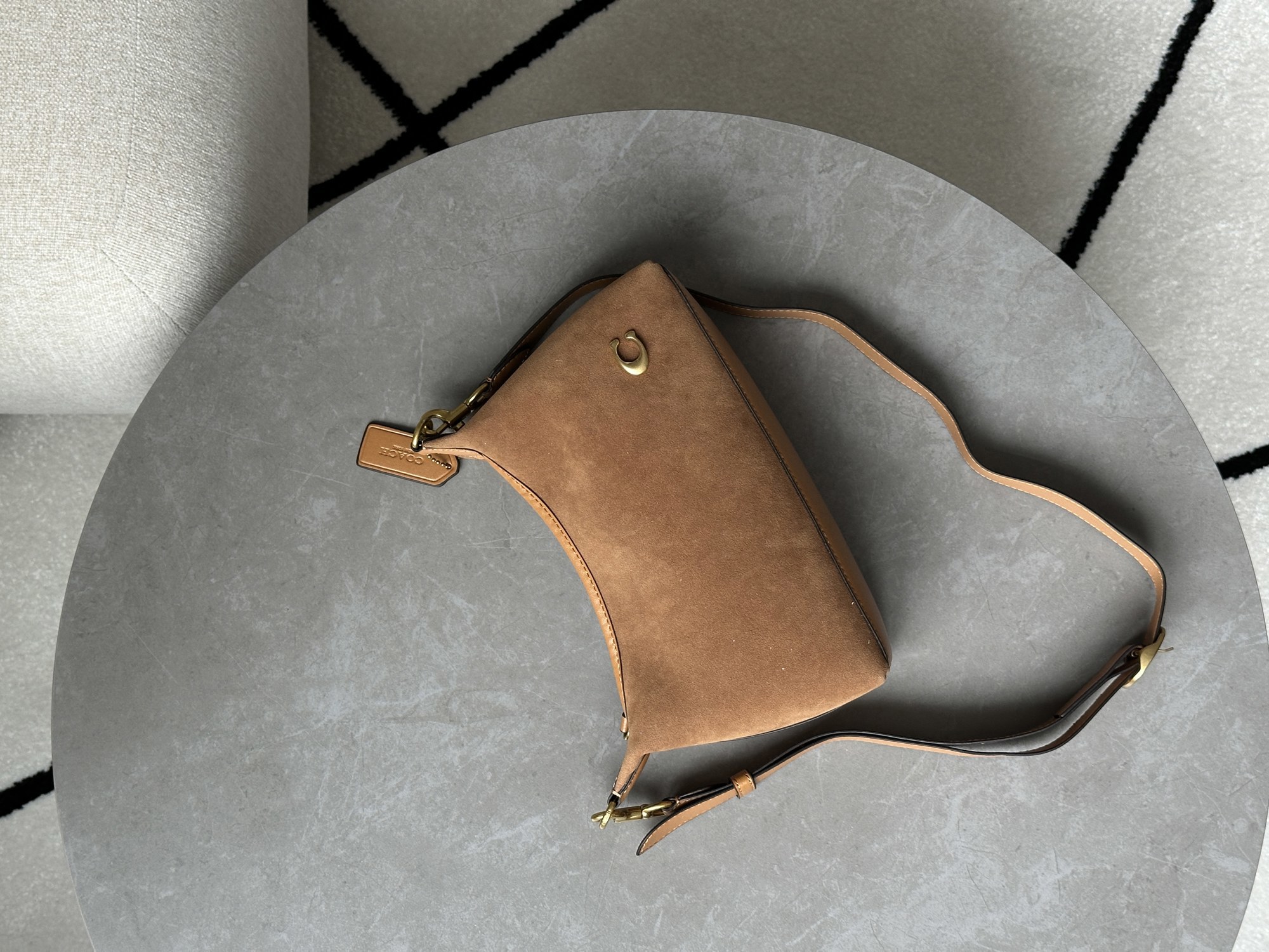 Coach Juliet Shoulder Bag Honey Brown Suede - 10