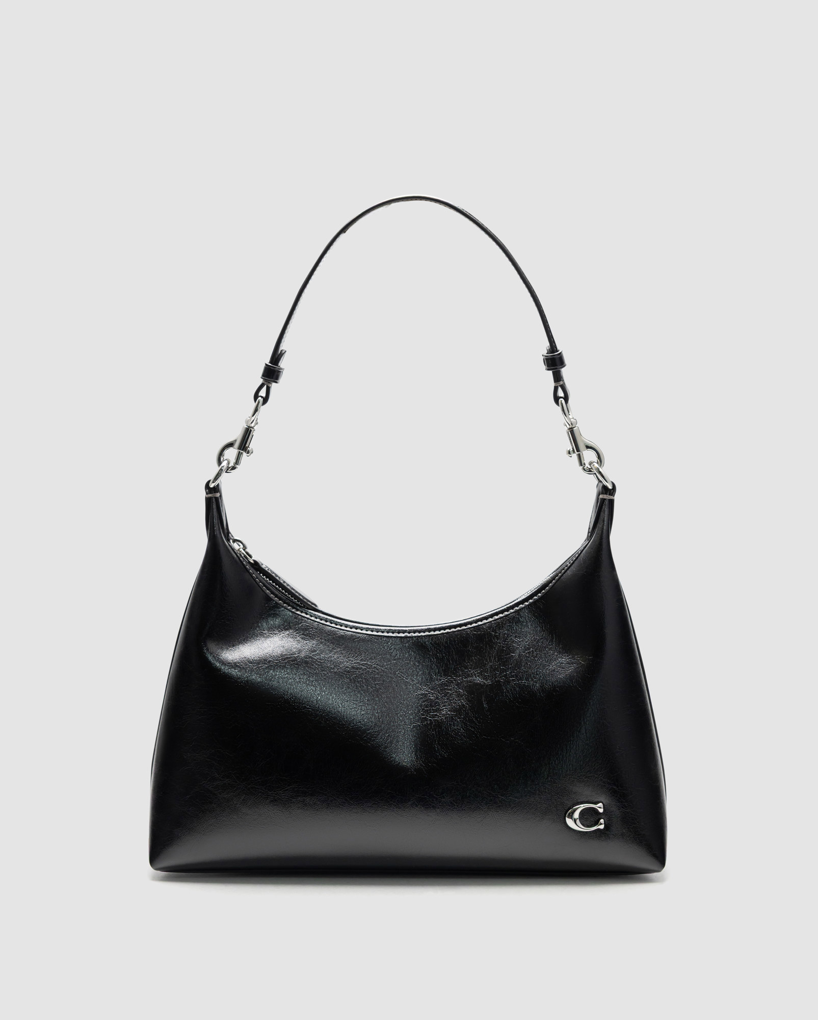 Coach Juliet Shoulder Bag in Glazed Leather Black/Silver - 2