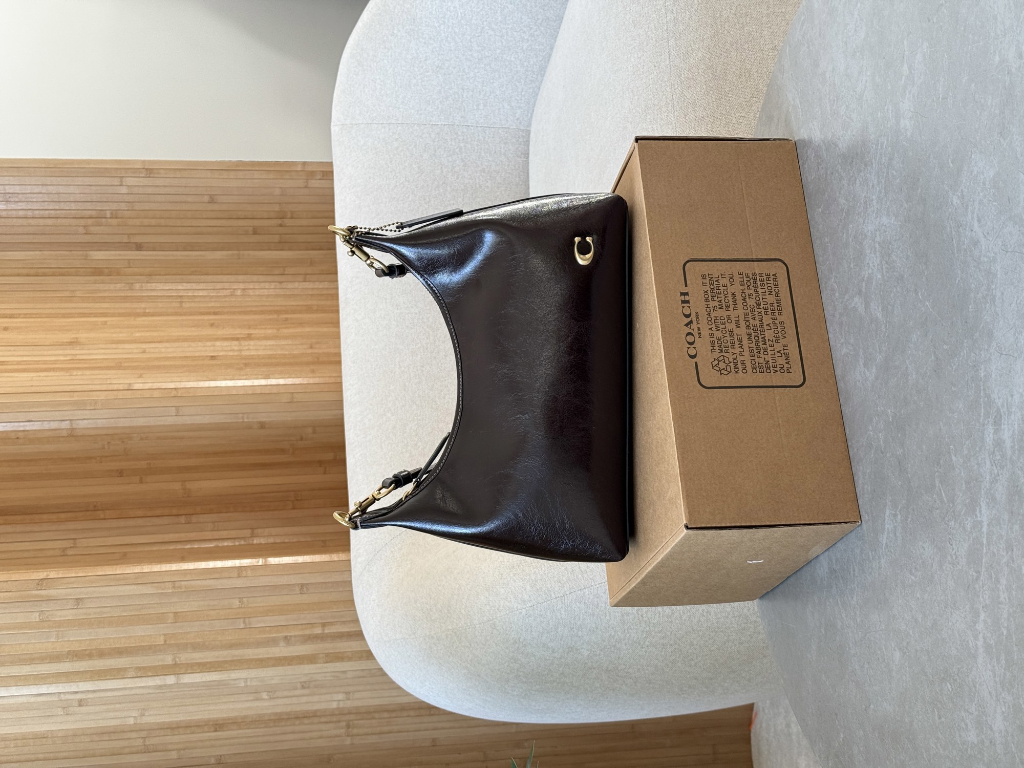 Coach Juliet Shoulder Bag in Glazed Leather Brown/Gold - 12