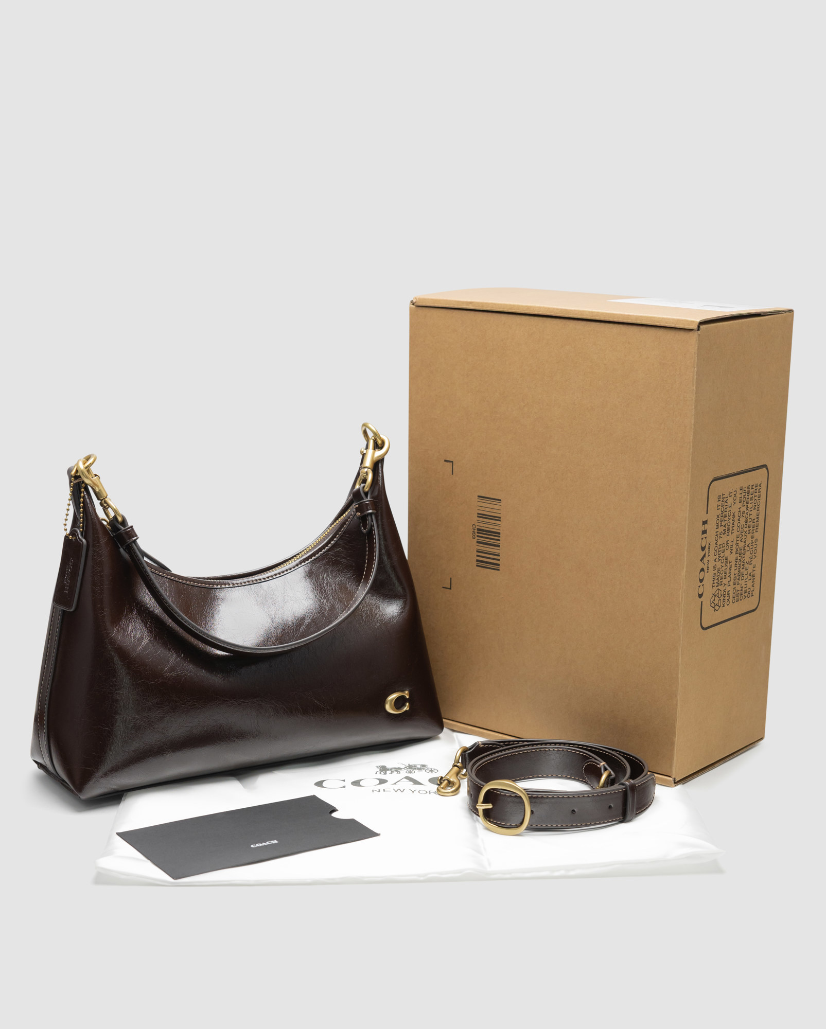 Coach Juliet Shoulder Bag in Glazed Leather Brown/Gold - 8