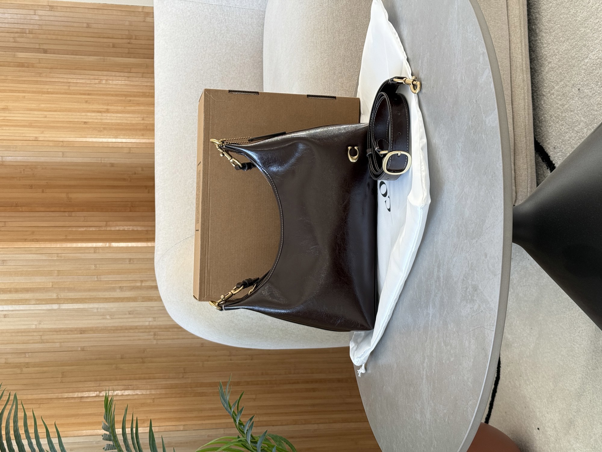 Coach Juliet Shoulder Bag in Glazed Leather Brown/Gold - 11