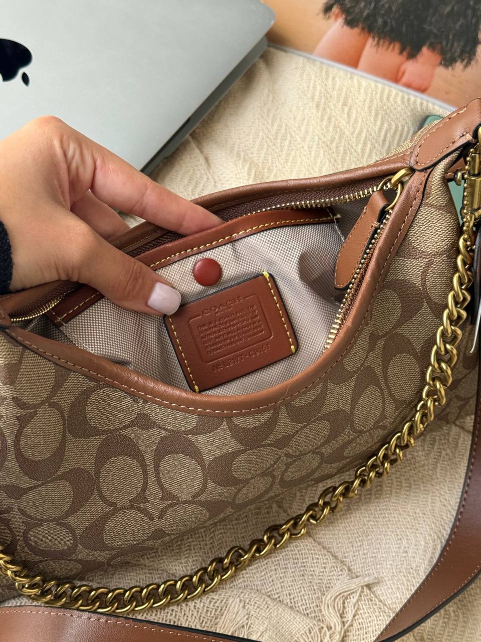 Coach Juliet Shoulder Bag Signature Canvas Beige - 18