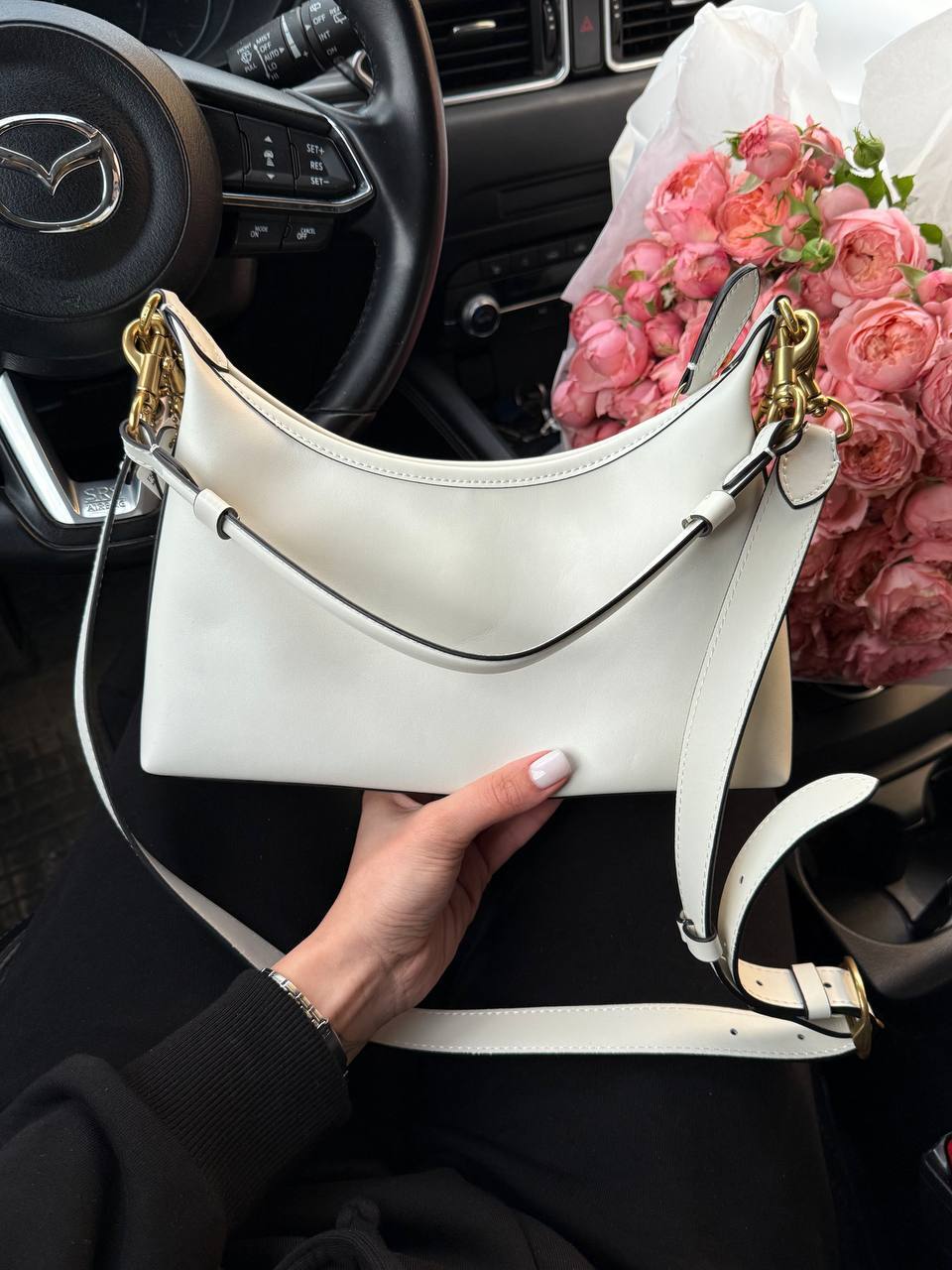Coach Juliet Shoulder Bag White Smooth Leather - 10