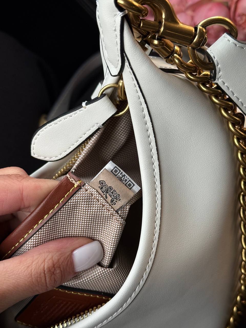 Coach Juliet Shoulder Bag White Smooth Leather - 12