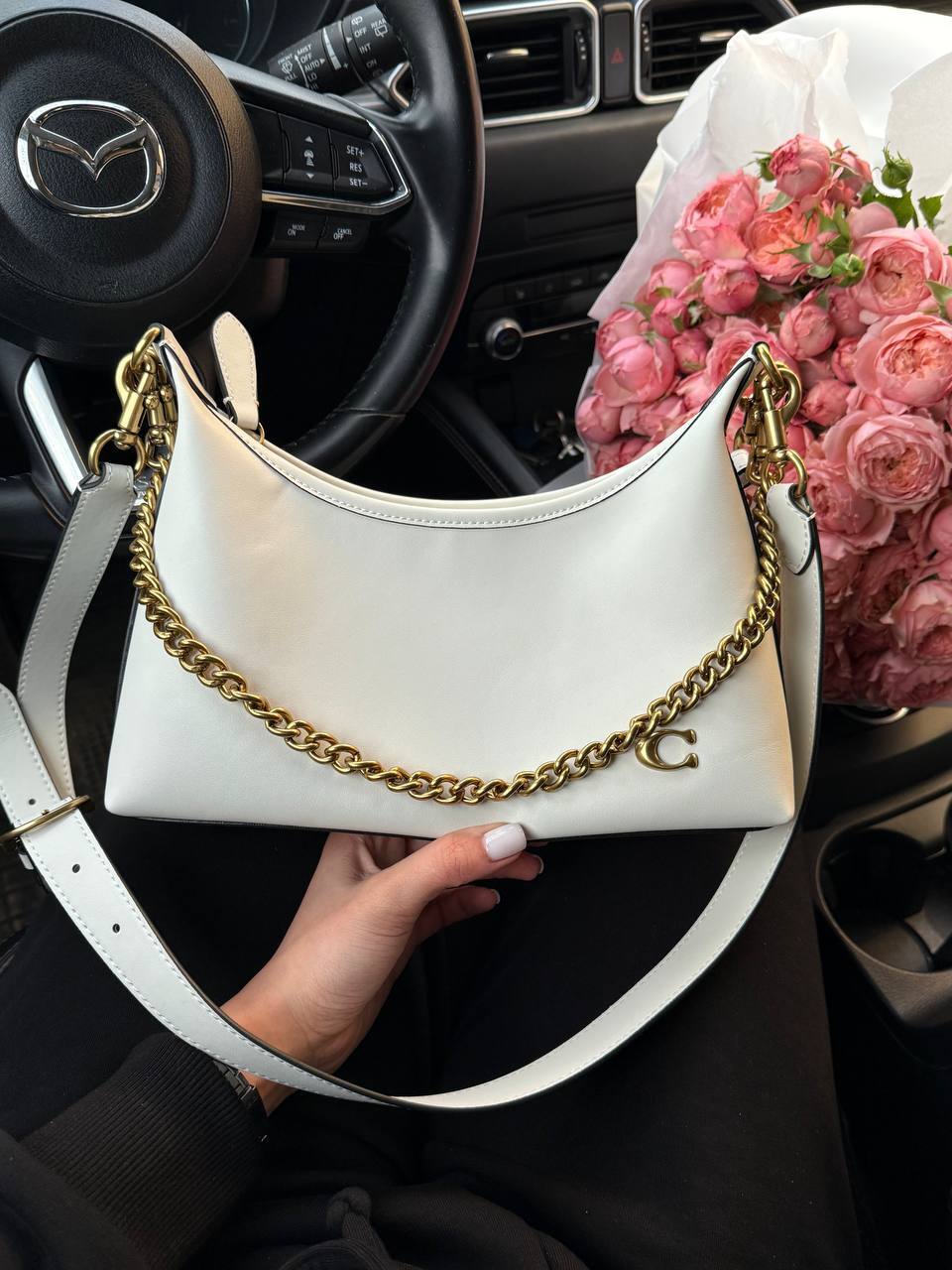 Coach Juliet Shoulder Bag White Smooth Leather - 3