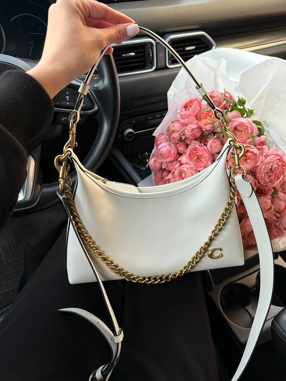 Coach Juliet Shoulder Bag White Smooth Leather - 4