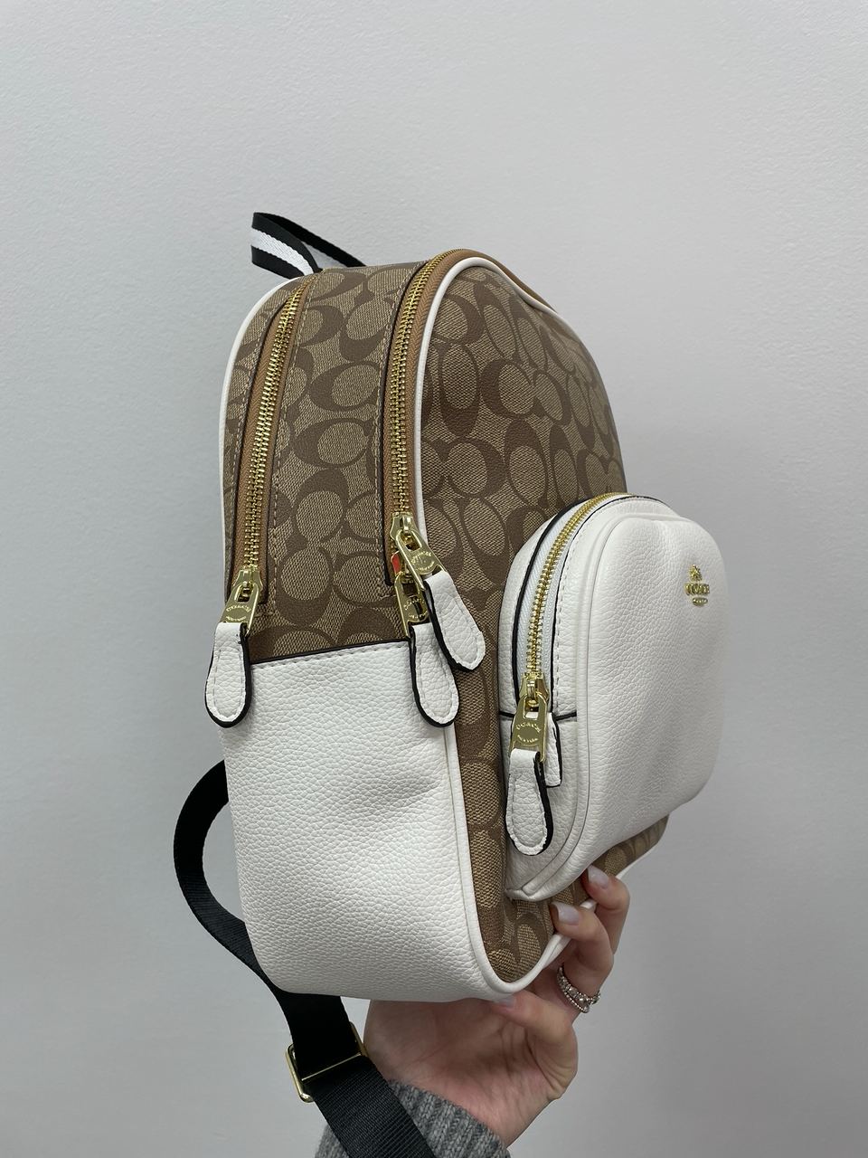 Coach Large Court Backpack In Signature Canvas in Beige/White - 10