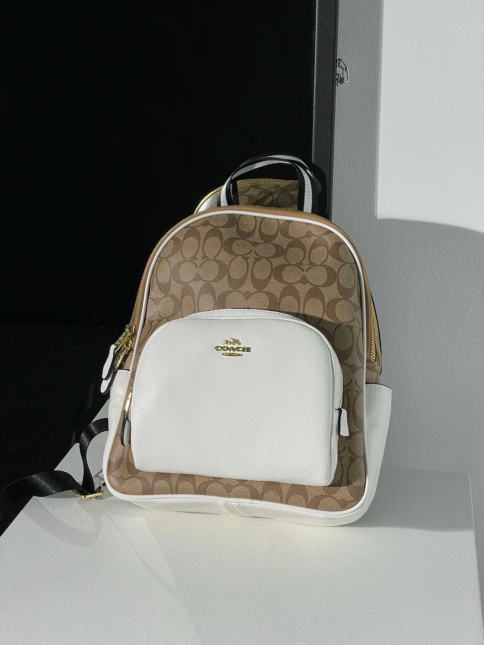Coach Large Court Backpack In Signature Canvas in Beige/White - 2