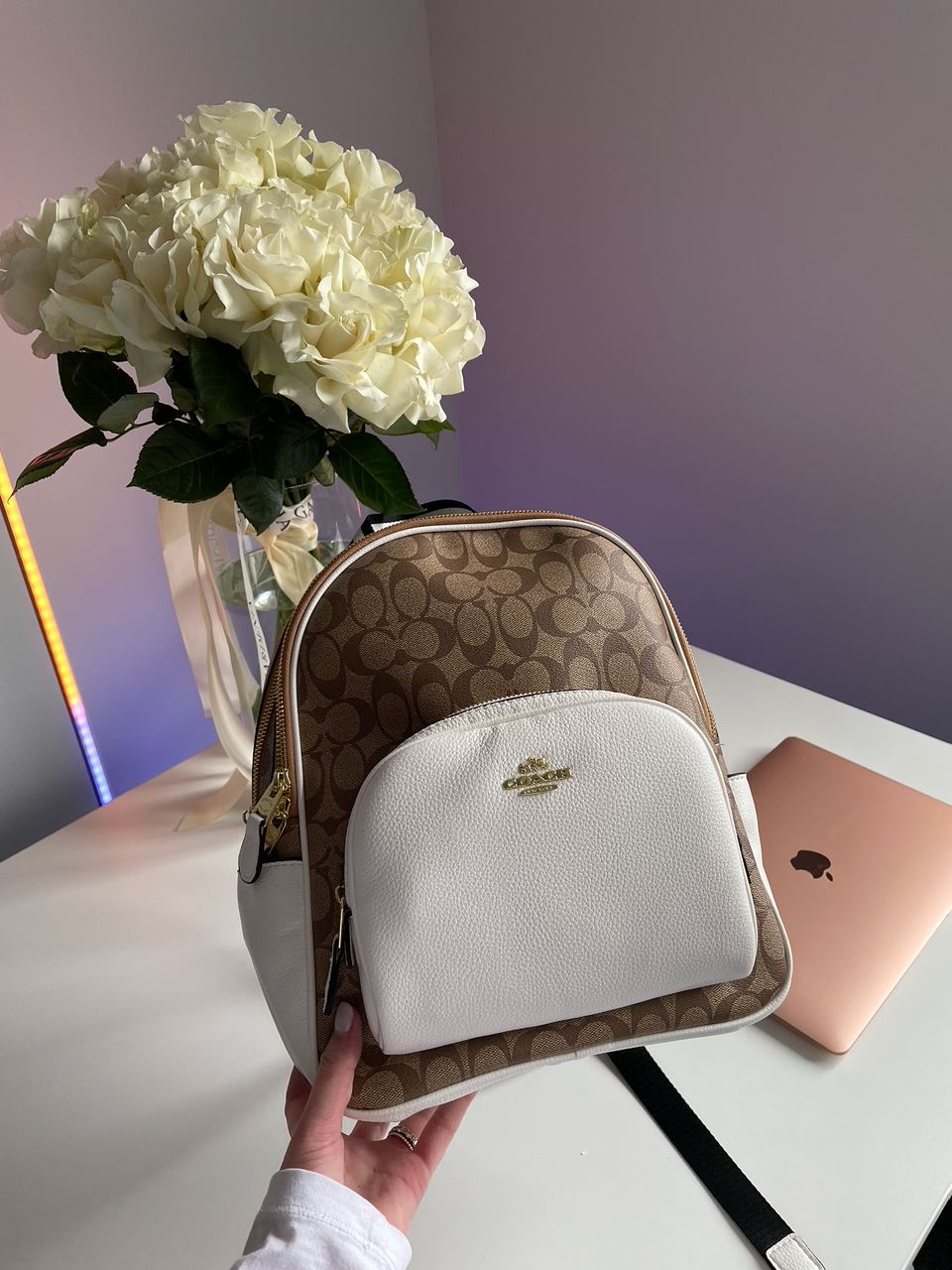 Coach Large Court Backpack In Signature Canvas in Beige/White - 7