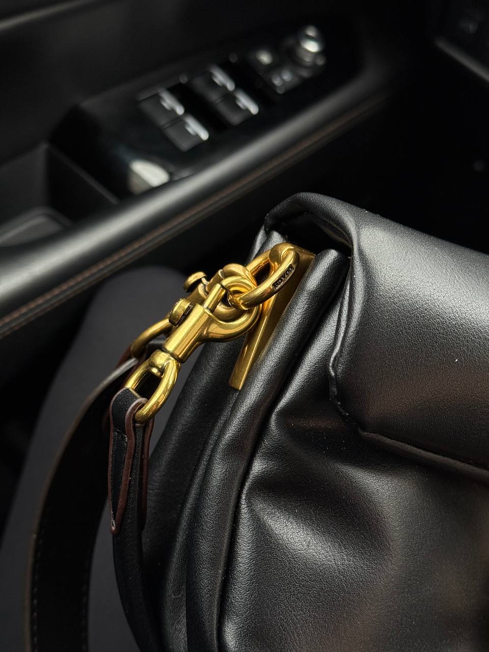 Coach Leather Covered C Closure Puffy Tabby Shoulder Bag Black - 10