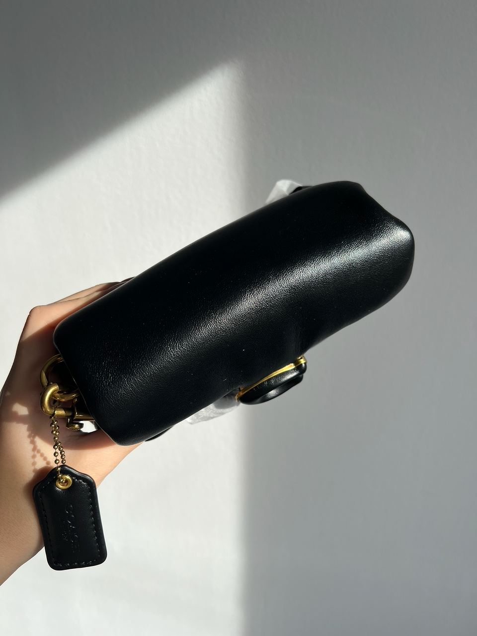 Coach Leather Covered C Closure Puffy Tabby Shoulder Bag Black - 14