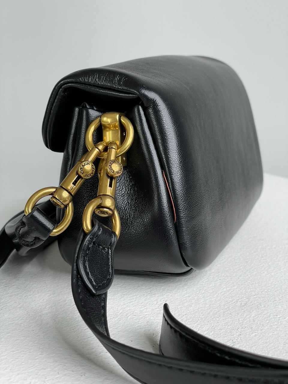 Coach Leather Covered C Closure Puffy Tabby Shoulder Bag Black - 16