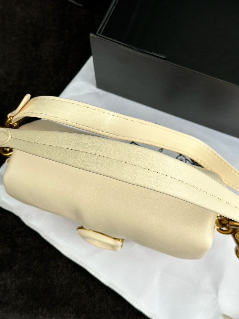 Coach Leather Covered C Closure Puffy Tabby Shoulder Bag Cream - 25