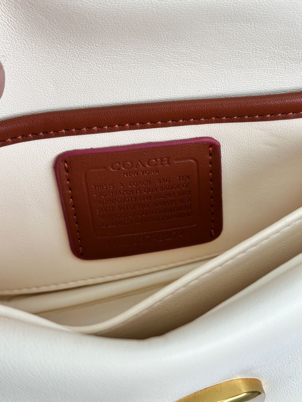 Coach Leather Covered C Closure Puffy Tabby Shoulder Bag Cream - 36