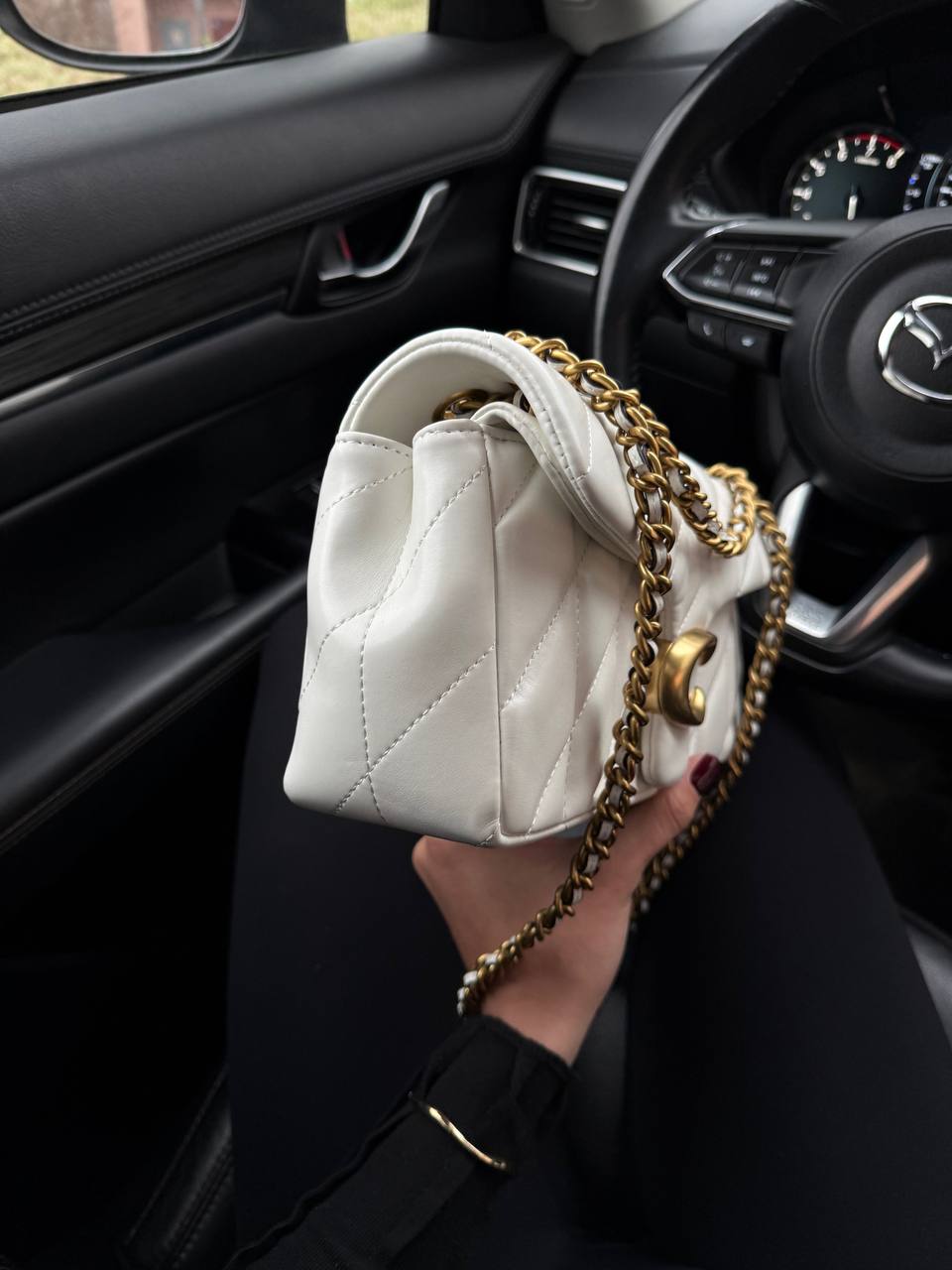 Coach Leather Covered C Closure Puffy Tabby Shoulder Bag White - 3